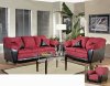 Burgundy Fabric and Bicast Modern Sofa & Loveseat Set w/Options