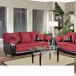 Burgundy Fabric and Bicast Modern Sofa & Loveseat Set w/Options