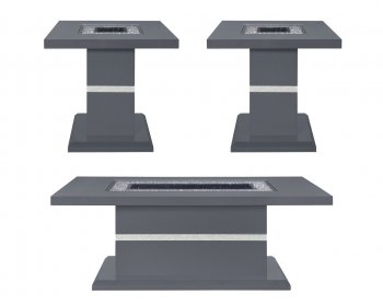 Monaco Coffee & 2 End Tables Set in Dark Gray by Global [GFCT-Monaco Dark Gray]