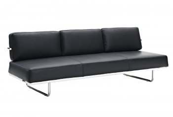 Charles Convertible Sofa in Black Leather by Modway [MWSB-Charles Black]