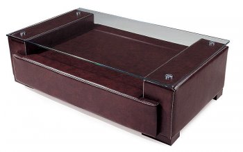 Modern Coffee Table in Brown Faux Leather Upholstery [GFC-A9029C]