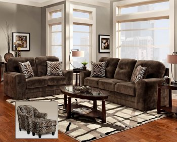 Chocolate Fabric Elegant Modern Loveseat & Sofa Set w/Options [CHFS-V1-1600-Mercer]