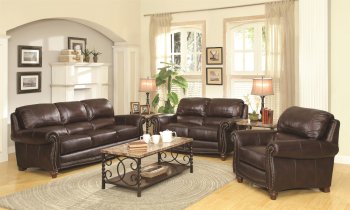 Lockhart Sofa & Loveseat 504691 in Burgundy Leather by Coaster [CRS-504691 Lockhart]