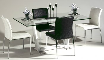 Clear Glass Top & White Base Modern Dining Table [CYDS-MEGAN-DT]