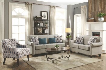 Gideon Sofa & Loveseat Set 506401 in Cement Fabric by Coaster [CRS-506401 Gideon]