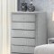 Alana Bedroom Set 5Pc in Silver Velvet Fabric