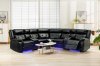 Cobalt Power Motion Sectional Sofa Black Leather Gel by Amalfi