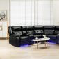 Cobalt Power Motion Sectional Sofa Black Leather Gel by Amalfi