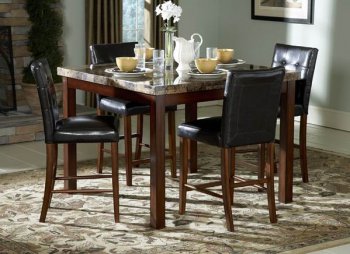 Cherry Transitional Counter Height Dining Table w/Faux Marble [HEDS-3273-36 Achillea]