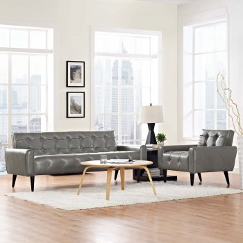 Delve Sofa in Gray Vinyl by Modway w/Options [MWS-2457 Delve Gray]