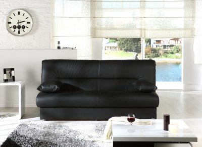 Regata Escudo Black Sofa Bed in Faux Leather by Istikbal