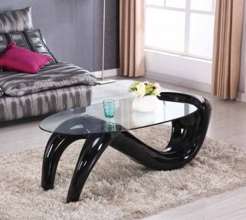 T320 Coffee Table w/Black High Gloss Base & Clear Glass Top [EGCT-T320-BK]