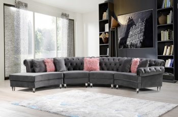 LCL-002 Sectional Sofa in Gray Velvet [BDSS-LCL-002 Gray]