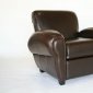 Dark Brown Finish Contemporary Leather Upholstered Club Chair