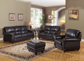 Espresso Bonded Leather Match Sofa & Loveseat Set w/Options [AMS-50105-Maloney]