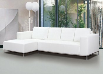 Dana Sectional Sofa in White Leather by Whiteline [WLSS-Dana White]