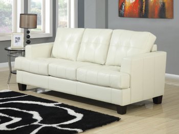 Samuel Sleeper Sofa 501690 in Cream Leatherette by Coaster [CRSB-501690 Samuel]