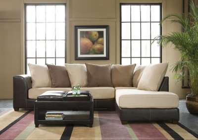 Scatter Back Contemporary Sectional Sofa w/Microfiber Seats