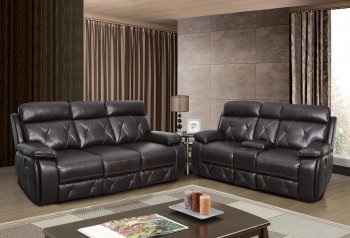 U2133 Agnes Leather Gel Sofa in Walnut by Global w/Options [GFS-U2133 Agnes Walnut]