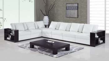 White Ultra Bonded Leather Modern Sectional Sofa w/Wooden Arms [GFSS-A130]