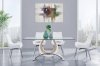 D4202DT Dining Table in White & Light Oak by Global w/Glass Top