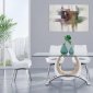 D4202DT Dining Table in White & Light Oak by Global w/Glass Top