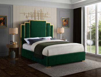 Hugo Bed in Green Velvet Fabric by Meridian [MRB-Hugo Green]