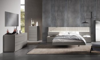 Porto Premium Bedroom in Grey & Light Grey by J&M w/Options [JMBS-Porto Grey]