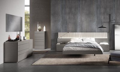 Porto Premium Bedroom in Grey & Light Grey by J&M w/Options