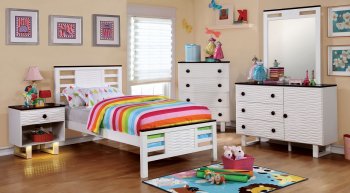 Meredith CM7191 4Pc Kids Bedroom Set in White/Walnut w/Options [FAKB-CM7191-Meredith]