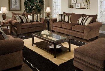 Chocolate Fabric Casual Modern Loveseat & Sofa Set w/Options [AFS-3700-Chocolate]