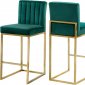 Giselle Counter Stool 781 Set of 2 Green Velvet Fabric -Meridian