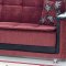 Burgundy Fabric Contemporary Sofa Convertible w/Extra Padding