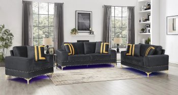 U98 Sofa & Loveseat Set in Black Velvet by Global w/Options [GFS-U98 Black]