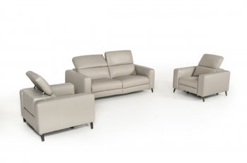 Roslyn Motion Sofa & 2 Chairs Set in Light Grey Leather by VIG [VGS-Roslyn Light Grey]