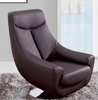 Lori Swivel Chair in Chocolate Leather by Whiteline Imports