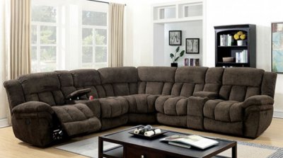 Irene Sectional Sofa CM6585BR in Brown Flannelette Fabric