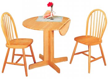 Natural Finish Round Top Modern 5Pc Dinette Set w/Drop Leaf [CRDS-4137]