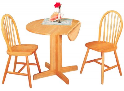 Natural Finish Round Top Modern 5Pc Dinette Set w/Drop Leaf