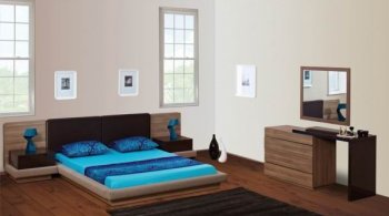 Light Brown Finish Modern Bedroom w/Optional Casegoods [YABS-Epoca]