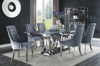 Nasir Dining Table 68255 Gray Faux Marble by Acme w/Options [AMDS-68255 Nasir]