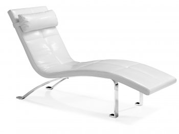 White Leatherette Modern Chaise with Chromed Steel Frame [ZMC-Rhumba white]