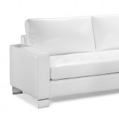 Contemporary White Bycast Leather Sectional Sofa W/Tufted Seats