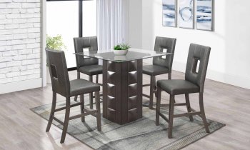 D4040BT Bar Set 5Pc in Grey by Global w/D705BS Barstools [GFDS-D4040BT-D705BS]