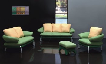 Modern Two-Tone Green and Pale Yellow Leather Living Room Set [EFS-13]