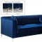 Eliana Sectional Sofa 660 in Navy Velvet Fabric by Meridian