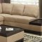 Mocha Padded Suede Modern Sectional Sofa w/Dark Wood Trim