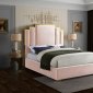 Hugo Bed in Pink Velvet Fabric by Meridian