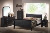 Black Satin Finish Classic 5Pc Bedroom Set w/Queen Size Bed