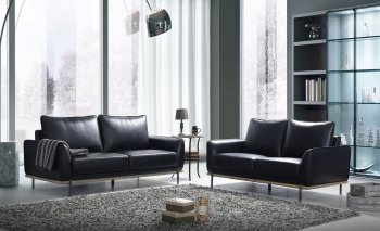 U858 Sofa & Loveseat in Black Leather Gel by Global w/Options [GFS-U858 Blanche Black]